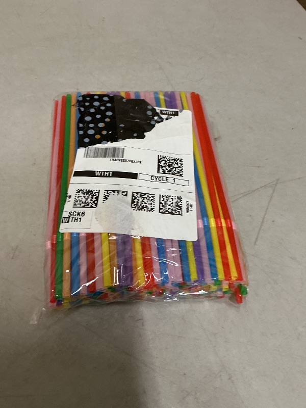 Photo 1 of [200 Pack] 8.5" High Multicolour Flexible Plastic Straws,Bendable Disposable Drinking Straws for Home Use Milk Juice Drinks