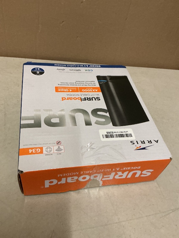 Photo 1 of ARRIS (G34) - Cable Modem Router Combo - Fast DOCSIS 3.1 Gigabit WiFi 6 (AX3000), Approved for Comcast Xfinity, Cox, Spectrum & More, 1 Gbps Max Internet Speeds