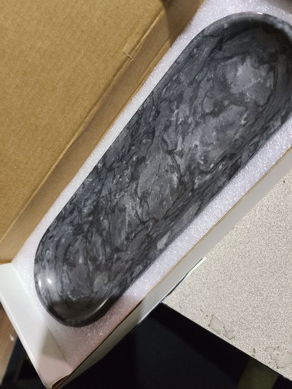 Photo 1 of 10.6’’ Marble Tray, Decorative Bowl for Home Decor, Natural Marble Key Bowl, Candy Bowl, Decorative Tray for Entryway Table, Vanity and Bathroom Countertop(Black)