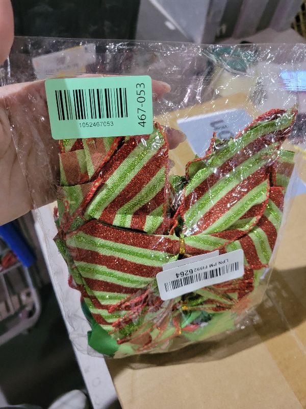 Photo 1 of 12 PCS Red Green Christmas Wreaths Bows,6 Inch Large for Tree Gift Wrapping Garland,Xmas Decoration Holiday Party Crafts Tree Ribbon Ornaments