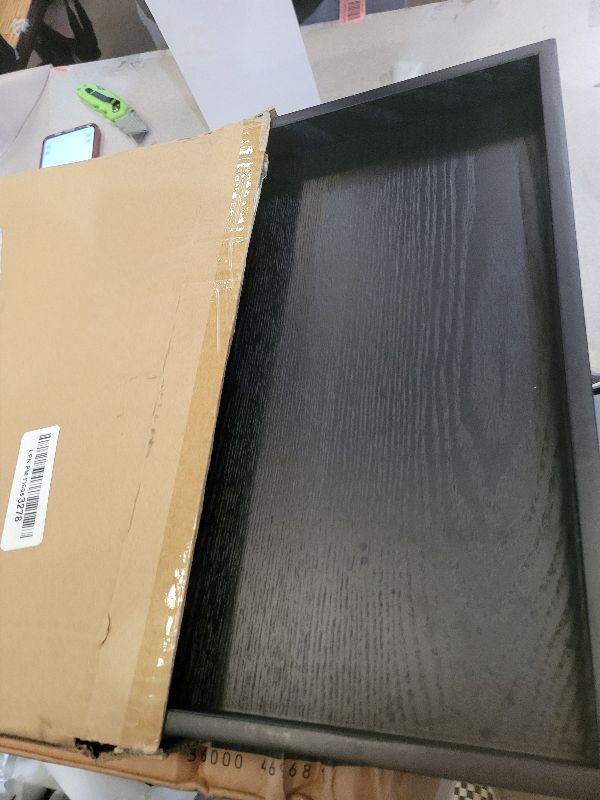 Photo 1 of 13 x 13 Inches Large Square Black Solid Wood Ottoman Tray, Serve Tea, Coffee or Breakfast in Bed, Classic Wooden Decorative Serving Tray with Raised Edges, Kitchen Party Bar Server Table Tray