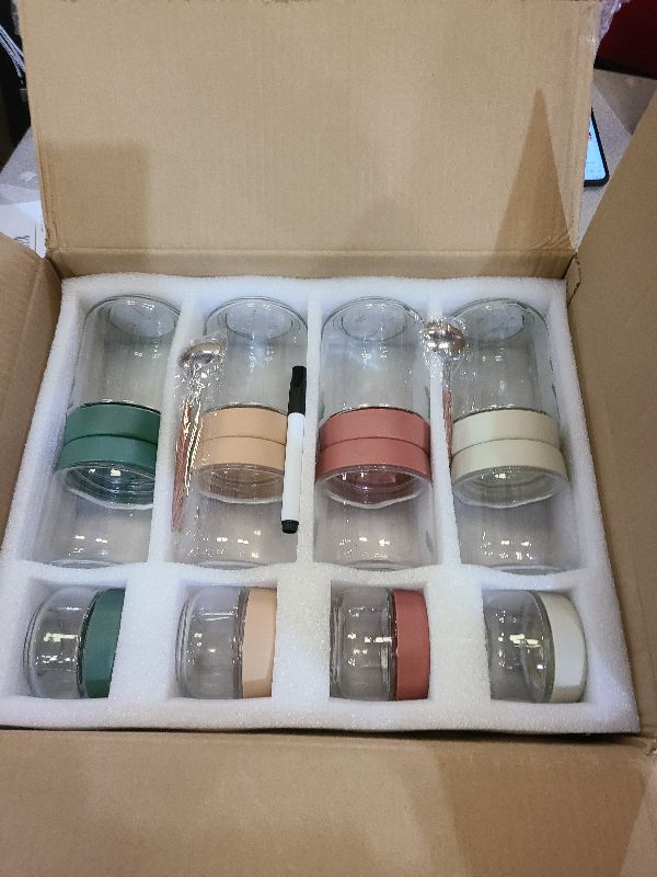 Photo 1 of 12Pack Overnight Oats Containers with Lids, 16oz, 8oz & 4oz Glass Jars with Airtight Lids, Wide mouth Mason Salad jars, Glass Food Storage Containers for Yogurt Chia Pudding Snacks Cereal & Spices