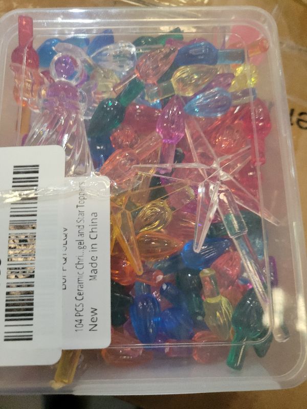 Photo 1 of 104 PCS Ceramic Christmas Tree Lights Replacement Bulbs, 10 Colors Vintage Ceramic Christmas Tree Lights & Bulbs - Light Bright Pegs with Angel and Star Toppers