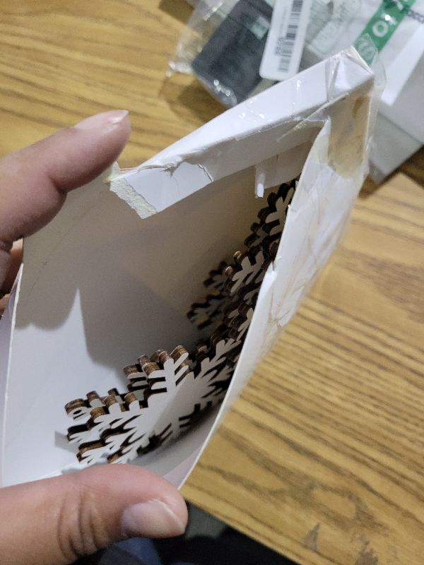 Photo 1 of 12 Pcs Name Tags for Christmas Stockings, Personalized Wooden Stocking Labels Gift Tags, Rustic Hanging Ornament Stocking Name Tags with White Snowflake Designs for Christmas Tree Decorations (Snow)