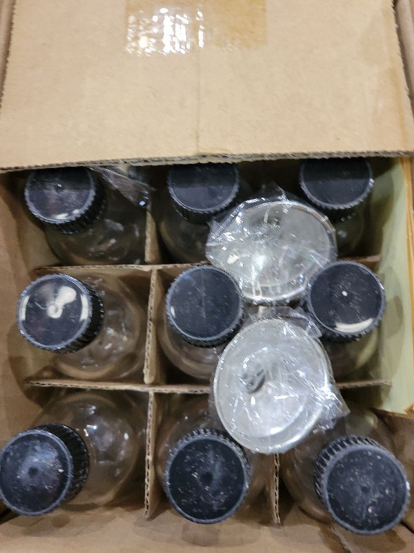 Photo 1 of 12 Pack, 2 oz Small Clear Glass Bottles w/Lid & 3 Funnels - 60ml Boston Shot Bottles for Health, Immunity, Potion, Wellness, Sample, Ginger, Juice - Mini Personal Care & Beauty Travel Bottle