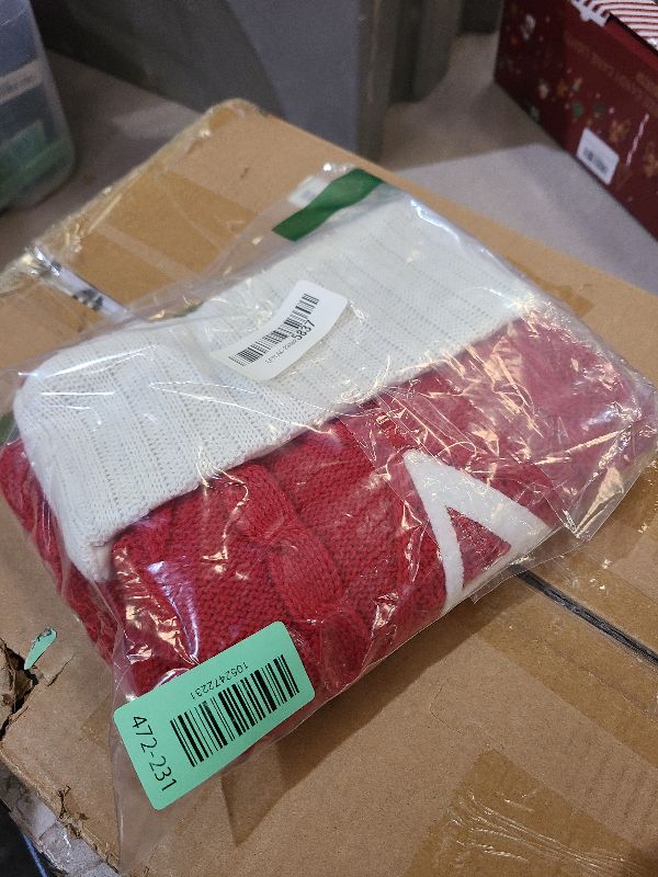 Photo 1 of 21 Inches Knitted Christmas Stockings with Initials, Large Red Custom Monogram Christmas Stockings with Letter, Perfect for Home, Children, Christmas Party Favors, and Fireplace Decorations (Red, A)