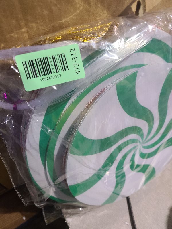 Photo 1 of 12 Pcs 12 Inch/10 Inch Large Christmas Decorations Outdoor Double Sided Christmas Yard Hanging Ornaments Holiday Porch Lawn Candy Hanging Decorations for Xmas Tree Porch Yard Decor