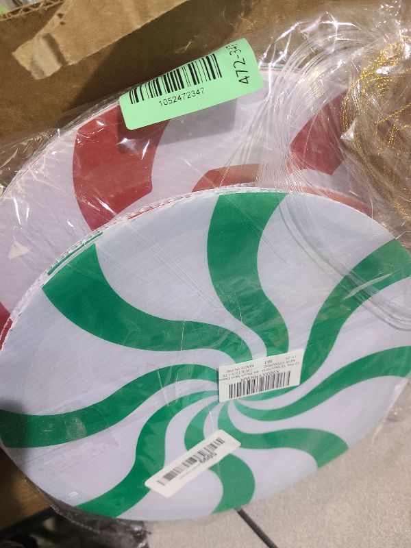 Photo 1 of 12 Pcs 12 Inch/10 Inch Large Christmas Decorations Outdoor Double Sided Christmas Yard Hanging Ornaments Holiday Porch Lawn Candy Hanging Decorations for Xmas Tree Porch Yard Decor