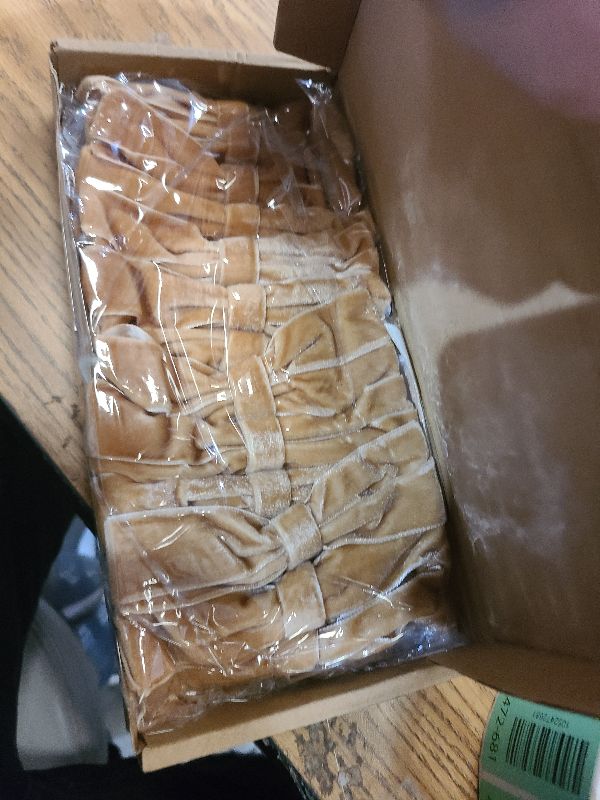 Photo 1 of 15 Pcs Khaki Velvet Ribbon Bows for Christmas Tree 5in x 10in x 1in Vintage Velvet Bows Xmas Ornaments for Christmas Tree Wreath Garland Party Decor (Khaki)