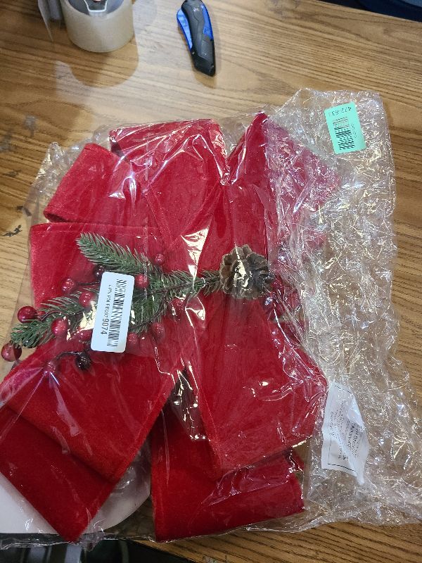 Photo 1 of 2 Pack 24'' x 14'' Prelit Large Christmas Bows Decorations with 20 Lights & Timer Remote, 8 Modes Battery Operated Red Velvet Xmas Bows for Wreaths Garland Christmas Tree Topper Outdoor Indoor Home