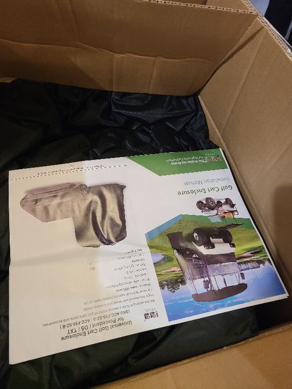 Photo 1 of 10L0L Universal Golf Cart Enclosure Compatible with EZGO TXT and Club Car Tempo/Onward/DS/Precedent Models, 2-Passenger Golf Cart Waterproof 420D Material Windproof Transparent on 2 Sides (Black)