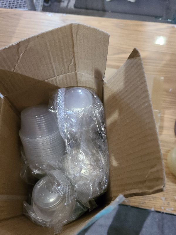 Photo 1 of 200 Sets 2 oz Disposable Plastic Portion Cups with Lids, Small Plastic Condiment Containers for Sauce, 2 oz Jelly Shot Cups