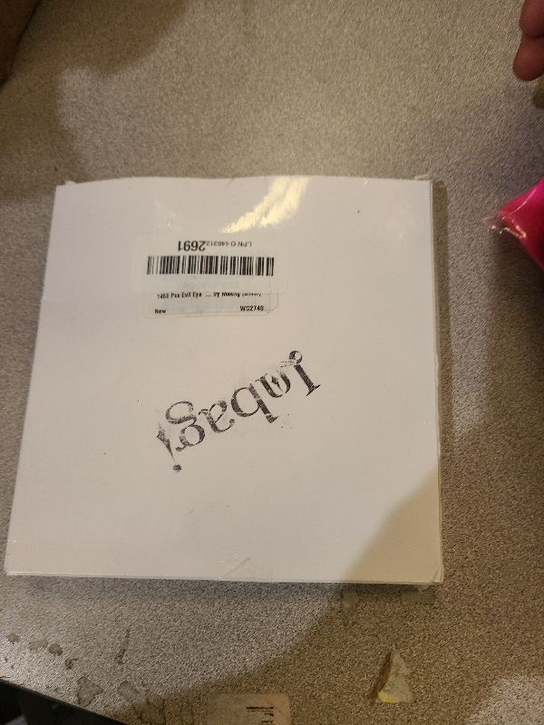 Photo 1 of 1450 Pcs Evil Eye Beads Set Rhinestone Kits Includes 200 Evil Eyes 20 Hand Charms 180 Rondelle Spacer Beads 800 4 mm and 250 8 mm Round for DIY Jewelry Making (Silver)