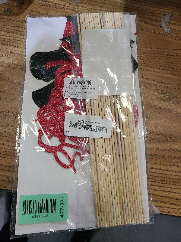 Photo 1 of 20 PCS Graduation Decorations Class of 2025, Black and Red Double-Sided Centerpieces, Grad Cap Sticks, Table Toppers, Graduation Party Decorations