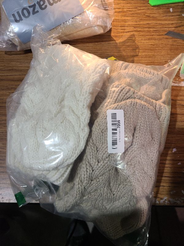 Photo 1 of 18 Inches Christmas Stockings Knit Xmas Stockings Large Fireplace Hanging Stockings for Family Christmas Decoration (Ivory,Khaki, 6)