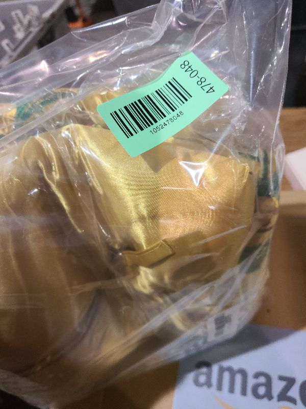 Photo 1 of 48 Inch Deluxe Satin Christmas Tree Skirt Gold Embroidered Holly Leaf Luxury Silk Skirts with Foam Padding Ribbon Bow Bright Silk Smooth Tree Skirt for Home Xmas Holiday Decorations(Gold)