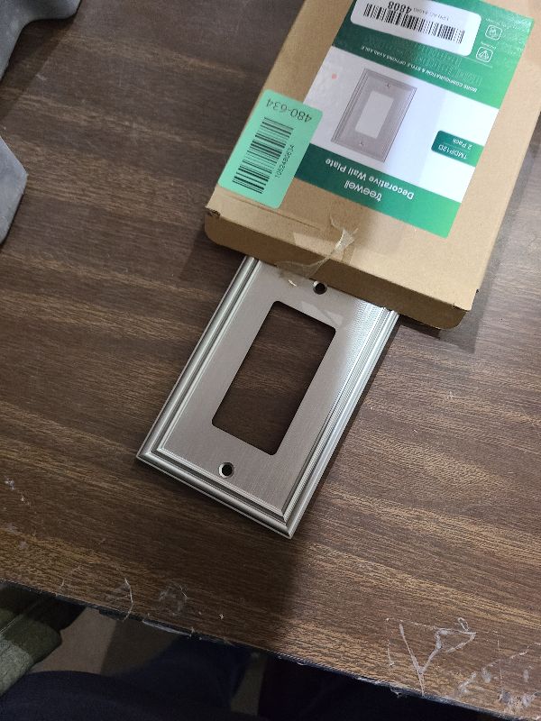 Photo 1 of 2-Pack Decorator Outlet Cover Plate, Brushed Nickel Decorative Switch Plates and Outlet Covers, Durable Zinc Alloy Wall Plates for Electrical Outlets, Receptacle, GFCI Outlet, Dimmer Switch