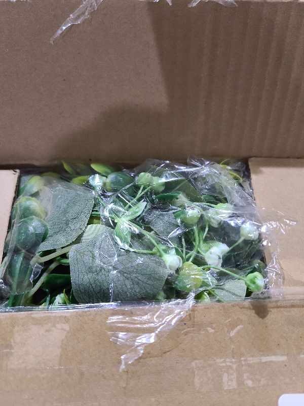 Photo 1 of 2Pcs Eucalyptus Garland with Lights, Greenery Garland, Green Garland with Flowers, 5.9FT Artificial Faux Eucalyptus Leaves Vines for Table Mantle Home Wedding Party Indoor Outdoor Decor