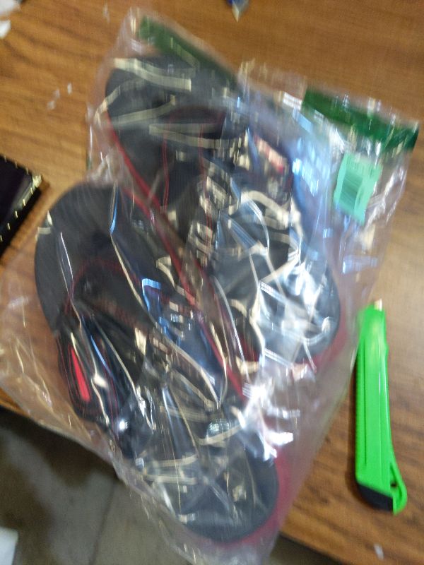 Photo 1 of GPOS Mens Sport Recovery Sandals Plantar Fasciitis Arch Support Thick Cushion Slides Sandals Lightweight Comfort Orthotic Open Toe Slippers Black Red Size 9