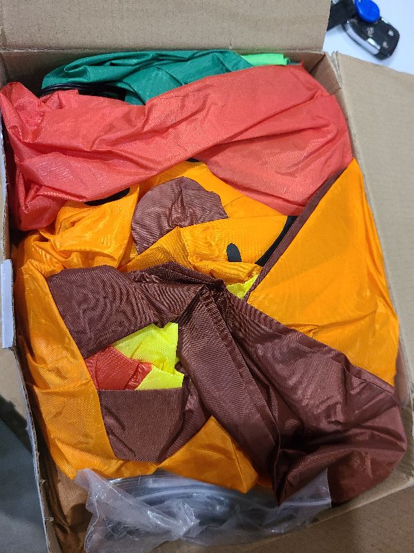 Photo 1 of 6.5FT Christmas Inflatable Outdoor Decoration, Christmas Blow Up Yard Decorations, Green Monster with Sleigh Dog and 7 LED Lights, Light Up Yard Lawn Inflatable Decor