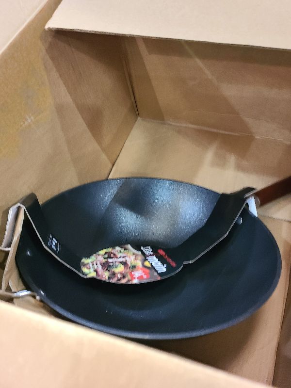 Photo 1 of 21st & Main Light weight Cast Iron Wok, Stir Fry Pan, Wooden Handle, 14 Inch, chef’s pan, pre-seasoned nonstick, commercial and household, for Chinese Japanese and others Cooking