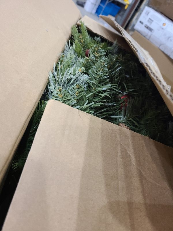 Photo 1 of 2 Set 30 Inch Christmas Urn Fillers, Outdoor Christmas Tree Pre-Lit LED Pre-Decorated with Pine Cones Red Berries Balls, Artificial Christmas Porch Decor for Yard, Garden, Pathway