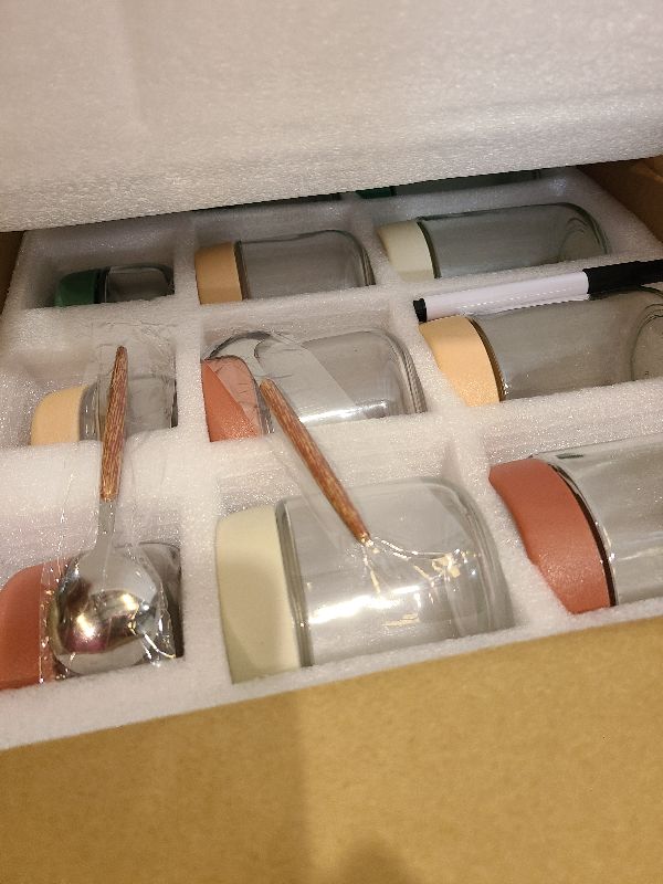 Photo 1 of 12Pack Overnight Oats Containers with Lids, 16oz, 8oz & 4oz Glass Jars with Airtight Lids, Wide mouth Mason Salad jars, Glass Food Storage Containers for Yogurt Chia Pudding Snacks Cereal & Spices