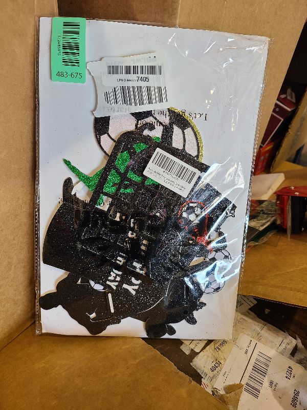 Photo 1 of 16pcs Glitter Soccer Birthday Party Centerpiece Sticks Soccer Theme Centerpiece Decorations for Table Football Party Table Toppers for Soccer Birthday Party Football Lover Party Supplies