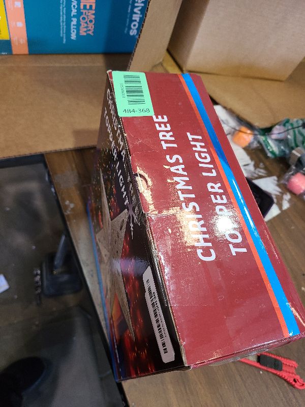 Photo 1 of 10" Christmas Tree Topper Star Lighted with 6 Projection Modes, Light Up Christmas Tree Topper Built-in LED Rotation Light, 3D Glitter Dynamic Projector Tree Top for Xmas Party Decorations Gift