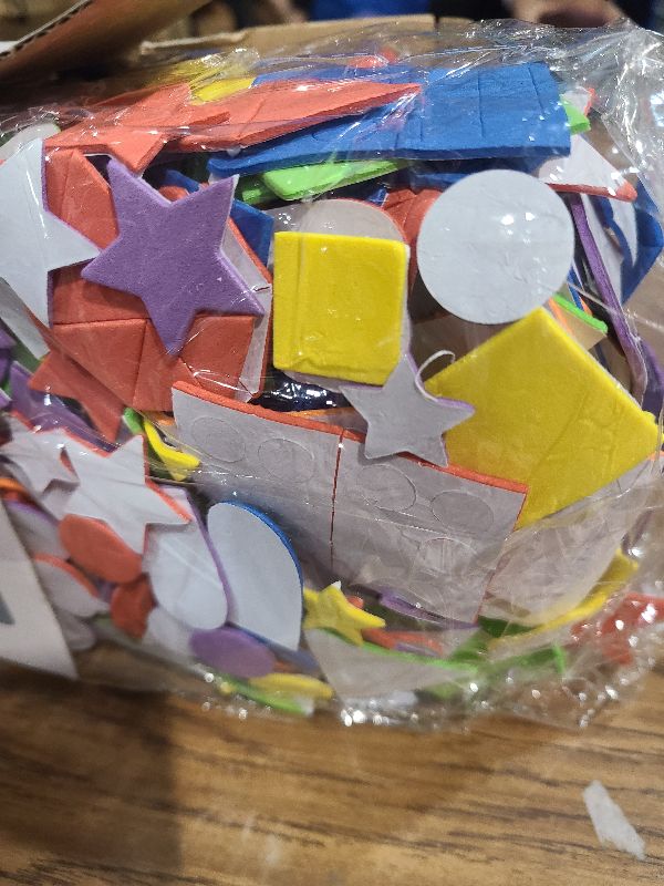 Photo 1 of 1500 Pieces Self Adhesive Foam Stickers Mini Geometry Shapes EVA Foam Stickers for DIY Art, Circle, Square, Triangle, Heart, Pentagram