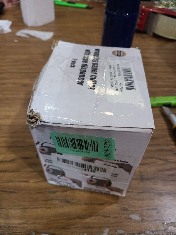 Photo 1 of (2-Pack) Wrapping Paper Cutter & Tape Dispenser Dual Use - 4 Tapes, 2 Replace Blades - Gift Wrap Tool, Paper Roll Slicer, Smooth Straight Cut Packaging Tool for Birthday, Holiday & Office Use