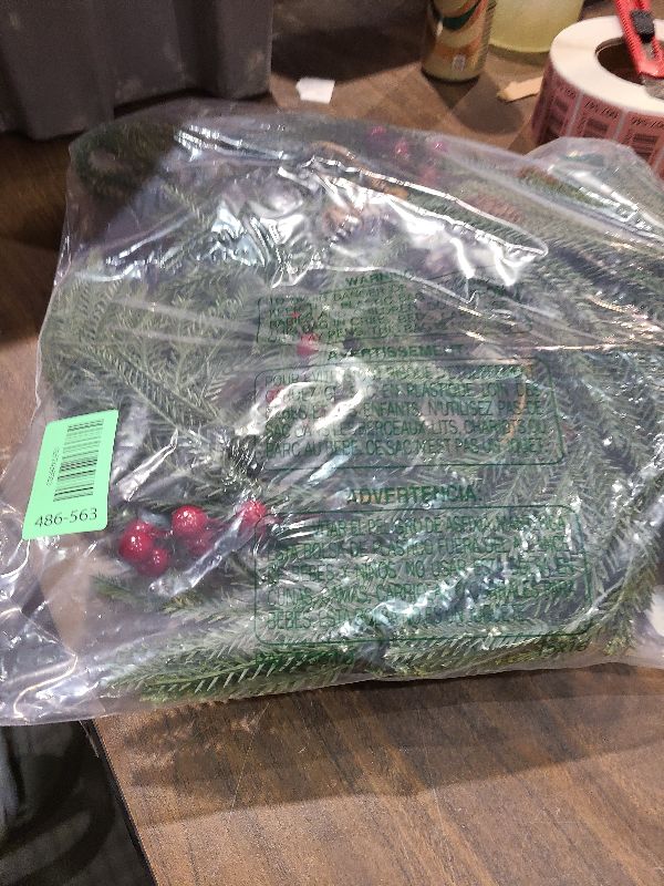 Photo 1 of 2 Pcs Artificial Christmas Teardrop Swag with Berries and Pinecones, Faux Berry Pine Branch Teardrop Door Swag, Real Touch Norfolk Wreath Greenery Staircase Swags for Xmas Door Mantle Fireplace Decor