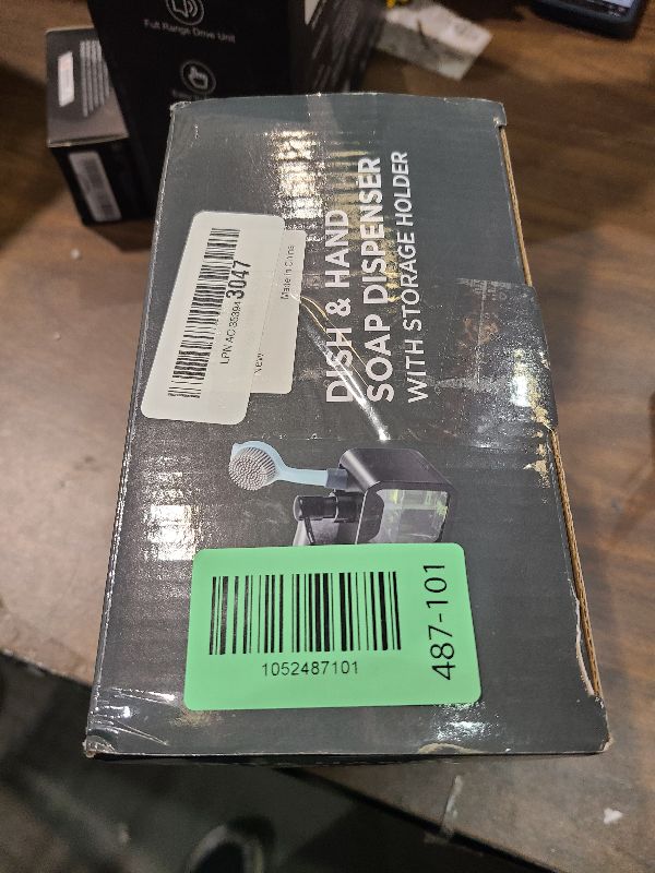 Photo 1 of Kitchen Soap Dispenser Set, with Hand and Dish Soap, Sponge Caddy and Brush Holder 4-in-1 Kitchen Dual Soap Dispenser Set for Kitchen Sink, Bathroom - Black