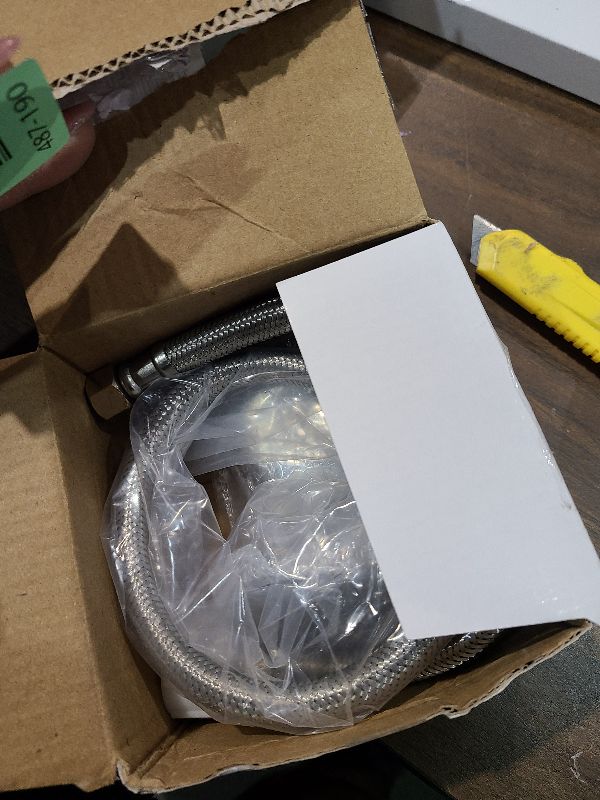 Photo 1 of 2 Pack Complete Toilet Valve Set, Includes 1/2 inch Nom Inlet x 3/8 Inch OD Compression Outlet Angle Shut Off, Stainless Steel Toilet Water Supply Line, Escutcheon Plate, Sealing Tape (12" Line)