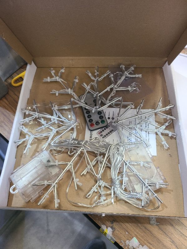 Photo 1 of 2 Pack Christmas Window Snowflake Lights, LED Hanging Decorations Iron Frame Lights, 8 Lighting Modes for Xmas Holiday Indoor Outdoor Wall Party Decor