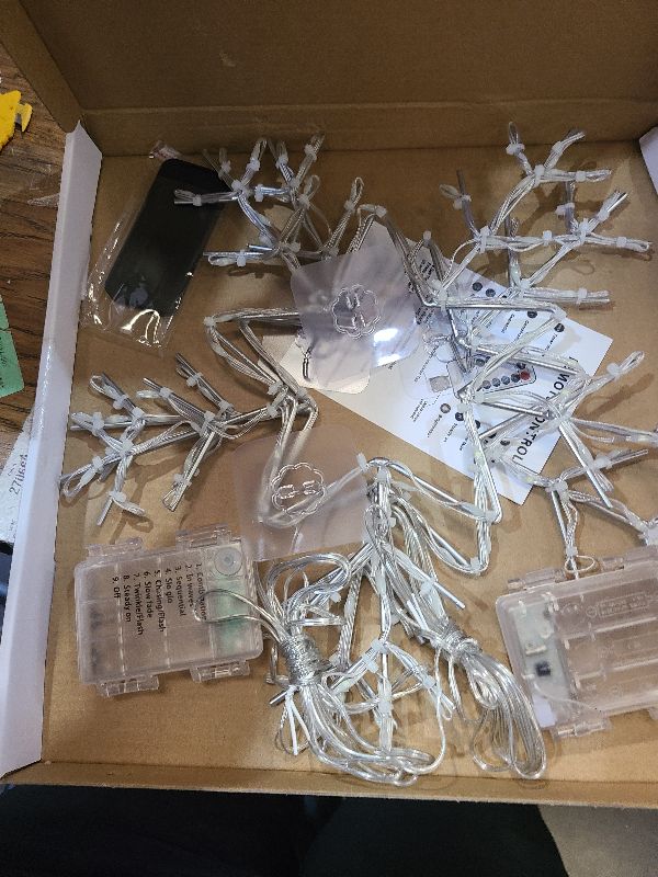 Photo 1 of 2 Pack Christmas Window Snowflake Lights, LED Hanging Decorations Iron Frame Lights, 8 Lighting Modes for Xmas Holiday Indoor Outdoor Wall Party Decor