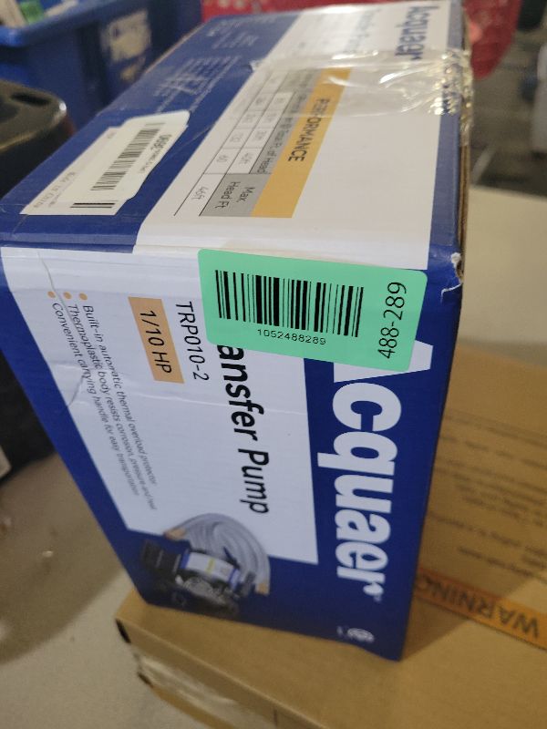 Photo 1 of Acquaer Portable Electric Utility Water Transfer Pump 115V 1/10 HP with Suction Hose Kit, Low Suction Water Removal for Water Beds, Pools, Rain Barrel, Aquariums