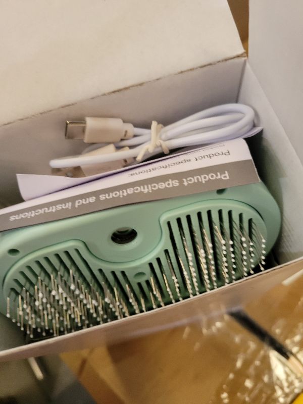 View 2 of 3 in 1 Cat Steam Brush, Pet Spray Hair Removal Comb for Shedding & Grooming, Water Brush for Cats Dogs Small Animals Long Short Haired with One-Click Release Button(Green)