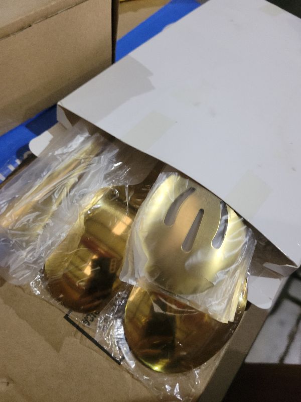 Photo 1 of 12-Piece Serving Set, 6 Serve Spoon & 6 Slotted Spoon, 8.7-Inch Stainless Steel Banquet Spoons, Large Utensils for Kitchen, Gold