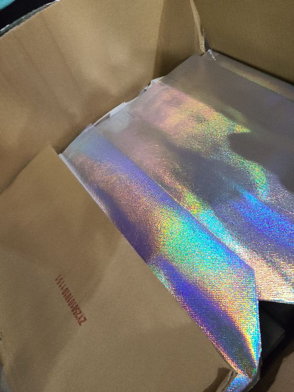 Photo 1 of 100 Pcs Iridescent Glossy Gift Bags Medium Size, 8x4x10 In Holographic Reusable Gift Bags with Handles & Sturdy Base, Ideal for Birthday, Wedding, Bachelorette, Party Favors, Holiday Goodie Bag