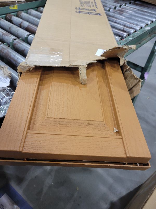 Photo 1 of 12"W x 48"H Lifetime Vinyl, Standard Cathedral Top Center Mullion, Open Louver Shutters, w/Installation Shutter-Lok's & Matching Screws (Per Pair), Storm Cloud