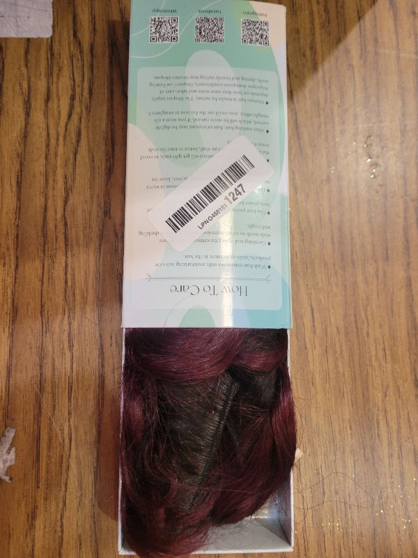 Photo 1 of 1B99J Real Human Hair Clip in Extensions, 18' Body Wave, Natural Black to 99J Curly, V Shaped One Piece Clip in Hair Weft, 80G