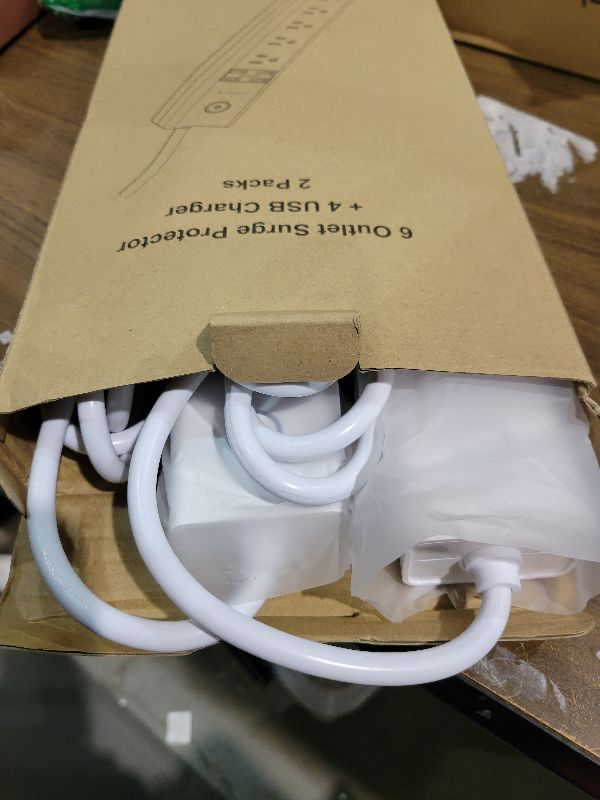 Photo 1 of 2 Pack Power Strip Surge Protector Flat Plug - 6 Widely Spaced Outlets 4 USB Charging Ports, 2100J/10A with 6Ft Long Extension Cord, Overload Surge Protection, Wall Mount for Home Office