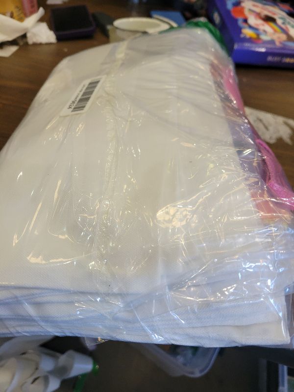 Photo 1 of 15 Pack Sublimation Blanks Tote Bags,13"x15" Reusable Grocery Bags DIY Canvas Tote Bag Polyester Tote Bag for Sublimation with Multicolor Handles for Advertising DIY Crafting Heat Transfer Gift Bag