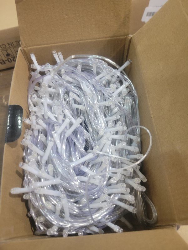 Photo 1 of 100FT 300 LED Outdoor String Lights, Connectable Christmas Lights Indoor Waterproof with 8 Modes, Plug in Twinkle Fairy Lights Clear Wire for Bedroom Home Wedding Patio Decorations, Blue and White