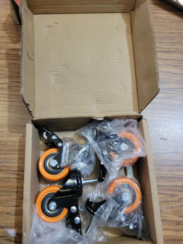 Photo 1 of 2 Inch Caster Wheels, Threaded Stem Casters Set of 4 Heavy Duty, 1/4"-20x1 (Screw Diameter 1/4", Stem Length 1"), Safety Dual Locking Industrial Castors, Wheels for Cart, Furniture