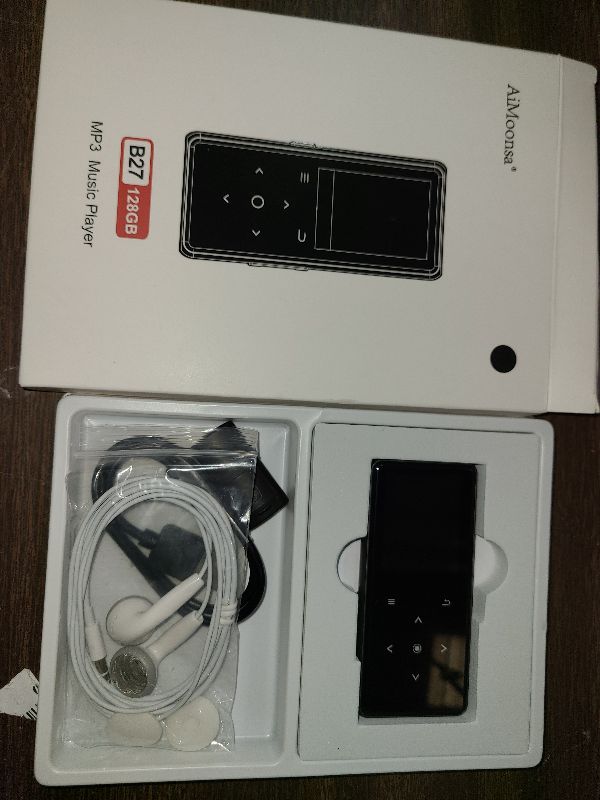 Photo 1 of 128GB MP3 Player with Bluetooth 5.2, AiMoonsa Music Player with Built-in HD Speaker, FM Radio, Voice Recorder, HiFi Sound, E-Book, Earphones Included