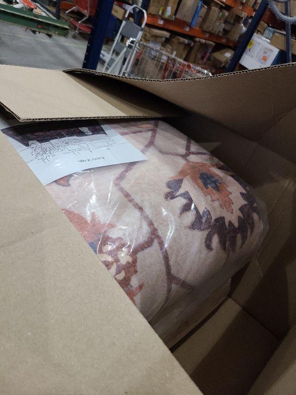 Photo 1 of Kokia 9x12 Area Rugs Living Room Washable Non Slip Low Pile Vintage Floral Stain Resistant Soft Large Rugs for Bedroom, Dining Room, Kitchen, Indoor Leisure Rooms, Nova Tangerine Sand Moss Chesnut