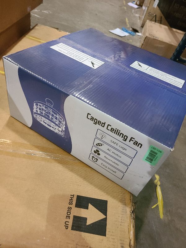 Photo 1 of 19 inch Caged Ceiling Fan with Light Ceiling Fans with Lights for Nursery Enclosed Chandelier Ceiling Fans for Kids Boho Wood Beaded Fandelier 6 Speed Flush Mount Wood Beads Fandelier for Bedroom