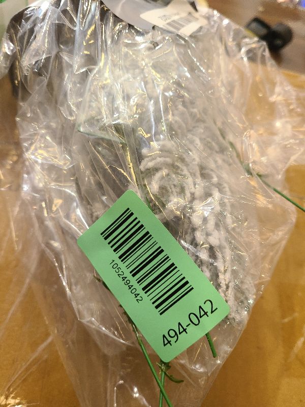 Photo 1 of 12Pcs Snowy Artificial Pine Needles - Branches Twigs 10.6" Frosted Pine Picks Greenery Stems for Crafts, Wreaths, Garlands - Holiday Decor